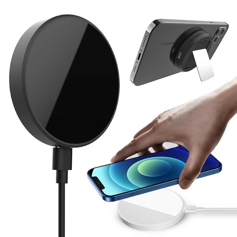 

1pc Newest High Qulity Qi 15W Fast Wireless Charging Pad Magnet Wireless Charger Mobile Phone Holder For IPhone 12 Pro Max