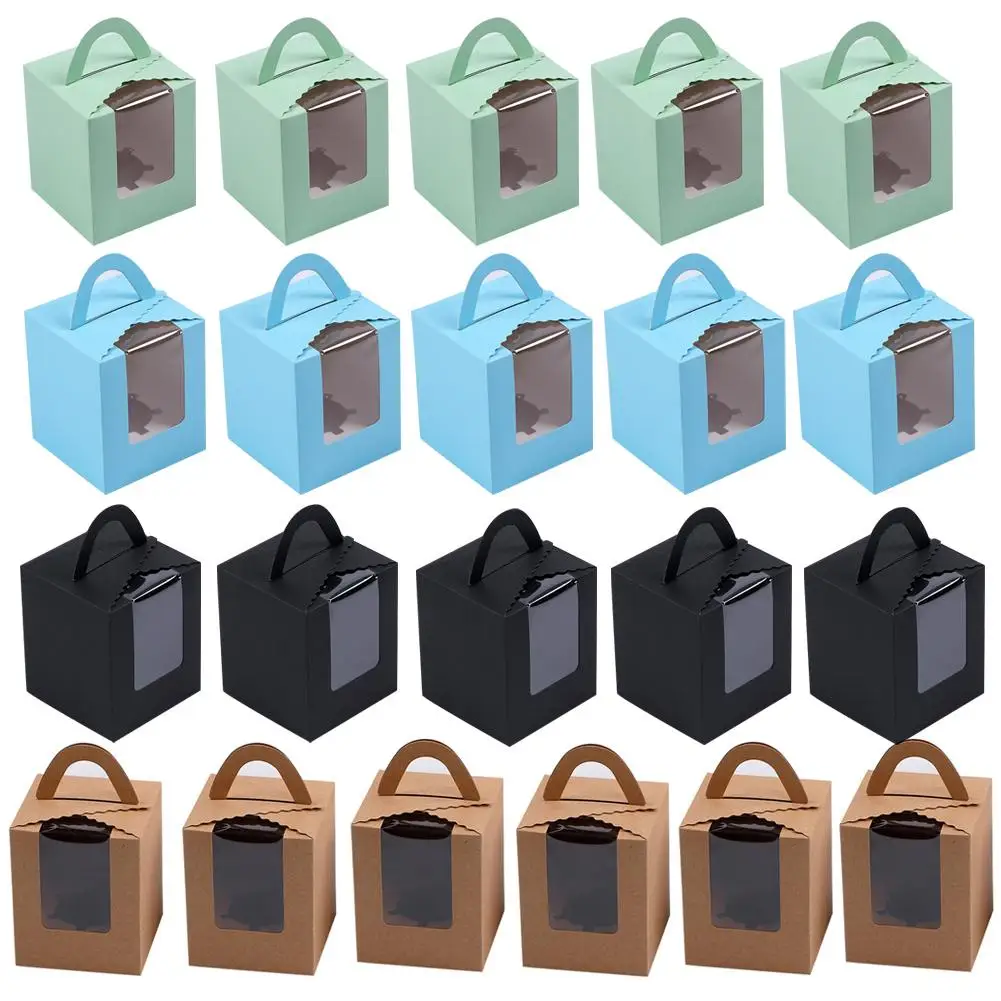 10 шт. прозрачные оконные коробки для одного капкейка кексы контейнеры выпечки с