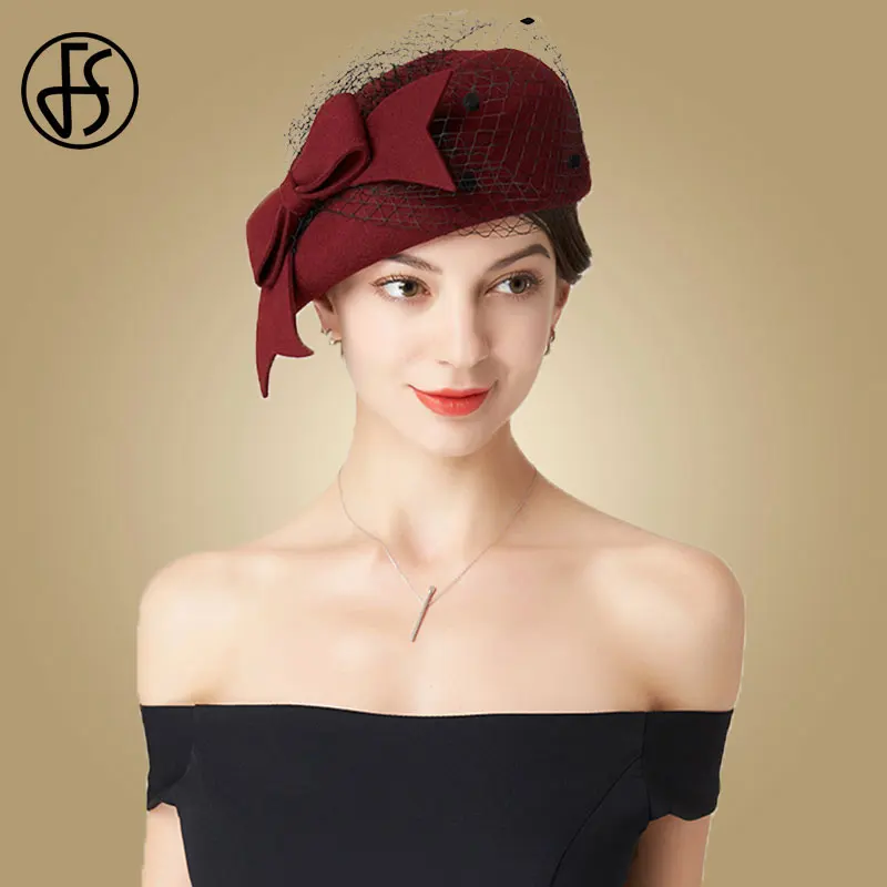 Женская фетровая шляпка Таблетка FS для церкви и торжественных случаев черная на