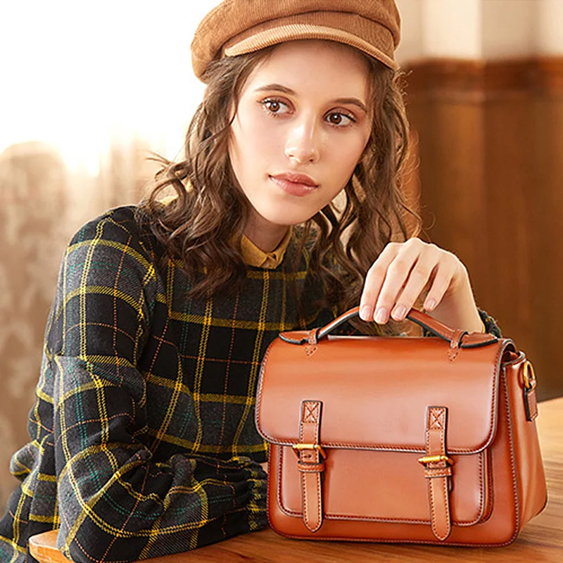 Сумка из натуральной кожи Повседневная маленькая сумка с клапаном сумки в стиле