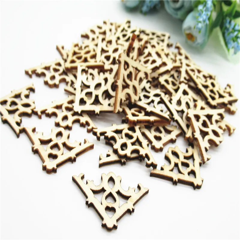 20/50шт 30мм натуральная вырезанная кружевная фигура узора из дерева для скрапбукинга ручной работы для декора дома DIY Q27.