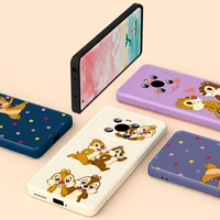 cute chip and dale liquid silicone soft for huawei mate 40 40e 30 30e pro 20 lite y5p y6p y7p 2020 y9a y9s phone case