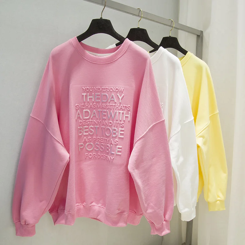

Женская одежда Новинка Весна 2021 футболка с трехмерным круглым вырезом Женская тонкая Толстовка с длинным рукавом в Корейском стиле