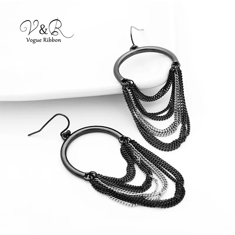 Женские серьги подвески с имитацией родия и гематита модные Висячие Подвесные