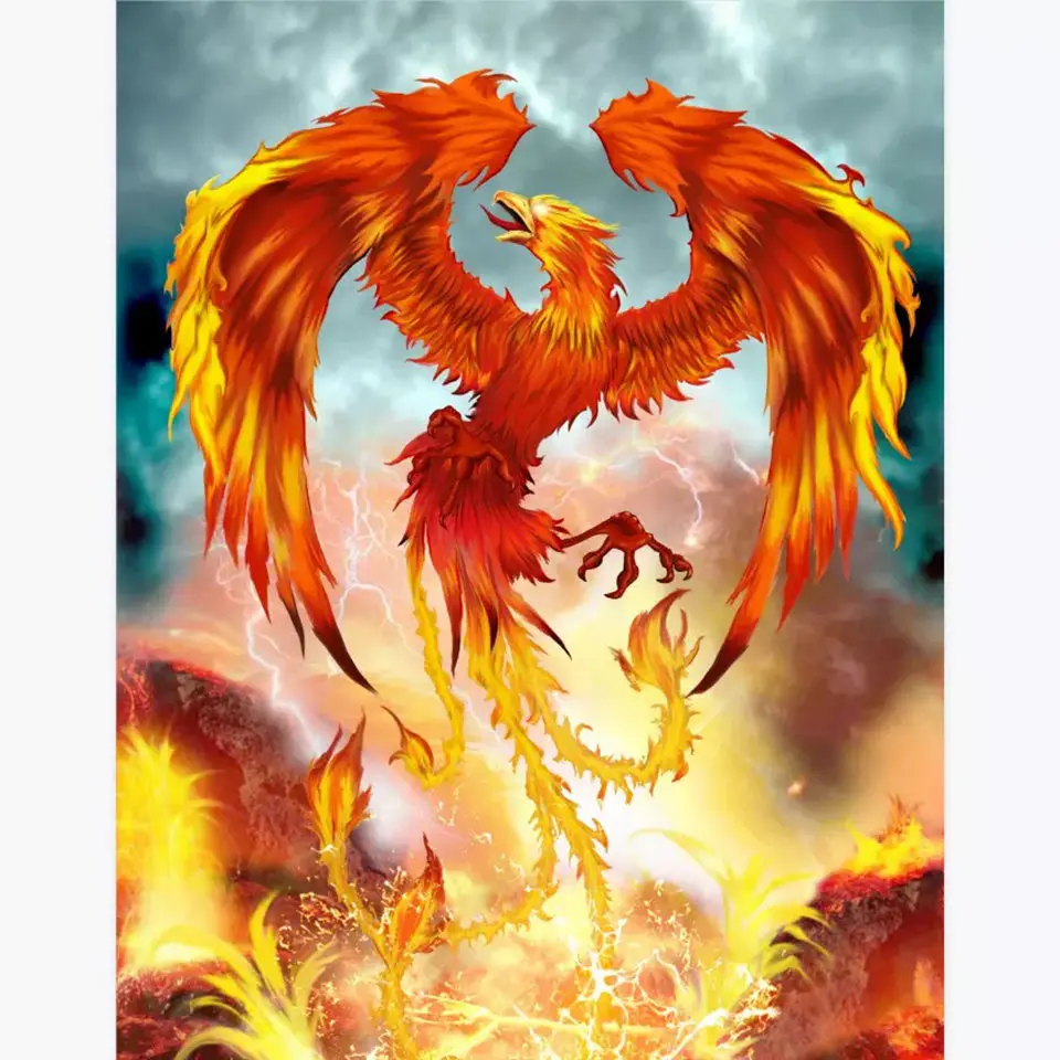 

Home furnishings 5D diamond painting handicraft sewing cross-stitch "fire phoenix" full DIY diamond embroidery decoration gift