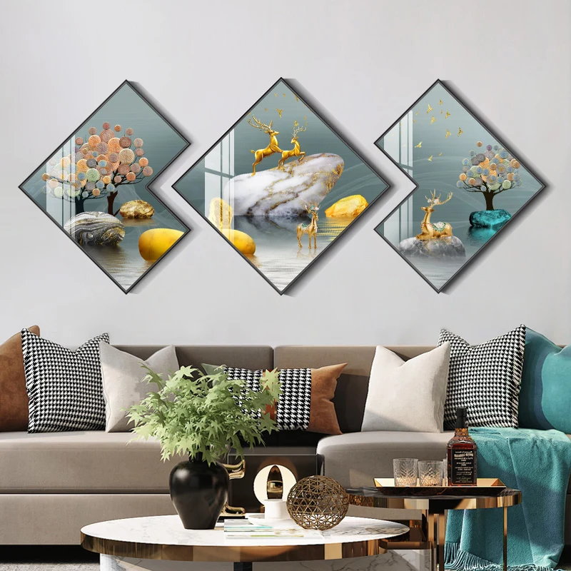 

Polygon Creativity Decorative Paintings Simple Luxurious Modern Decoration Accessories Dining Room tableau Home Decor EK50DP