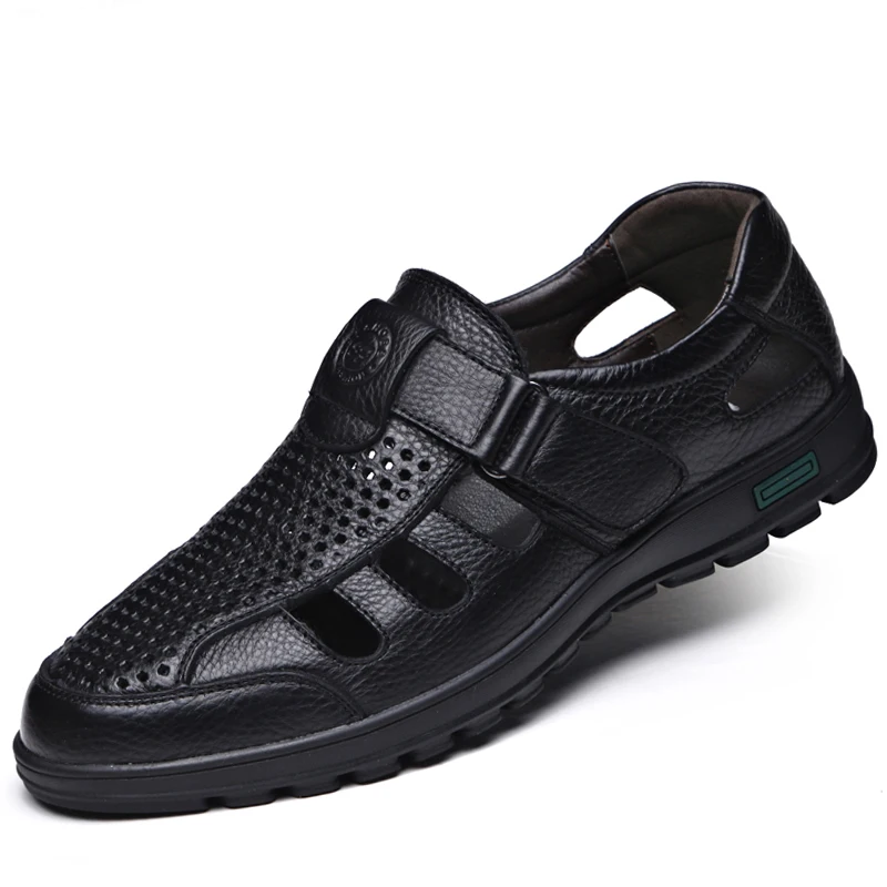 

Summer Casual Men's Sandals Top Leather Men's Loafers Leather Breathable Men's Slippers Tenis Masculino Male Moccasin Homme