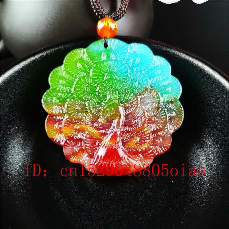 

Натуральный цвет, камень, павлин, резной нефрит, кулон, ожерелье, Китайский жадеит, Ювелирное Украшение, амулет, подарки для женщин