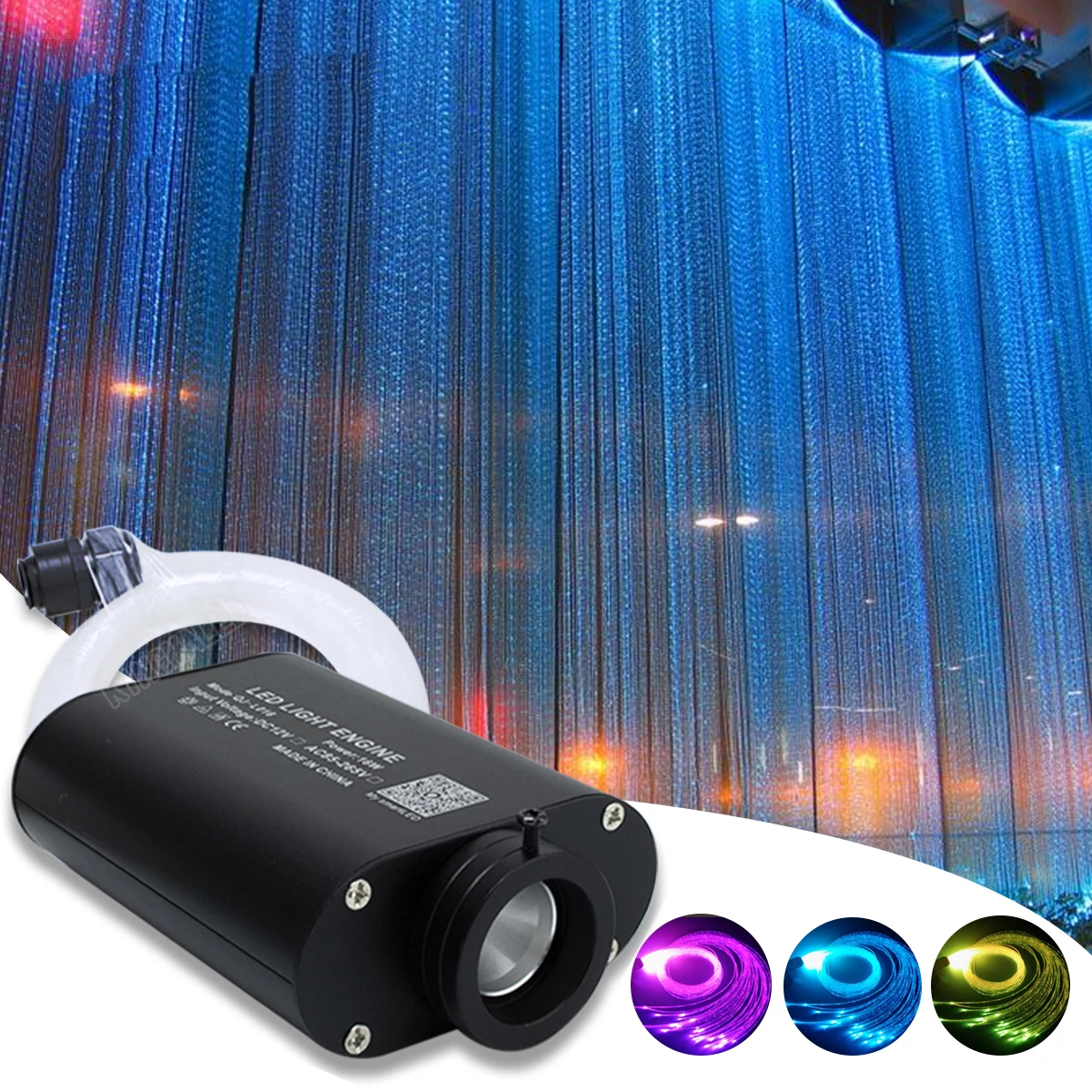 16W RGBW Sensory Curtain Fiber Optic Light Bluetooth app  Control Sparkle Flash Point Fibers 450pcs 4M for Bar Lighting Kds Toys