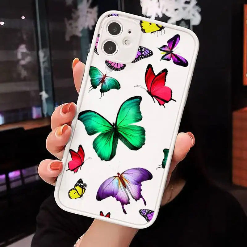 

butterfly Illustration art Funny Phone Cases Matte Transparent for iPhone 7 8 11 12 s mini pro X XS XR MAX Plus cover funda