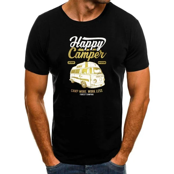 

happy camper camp more camping lifestyle wild New T Shirt Tshirt T-shirt Men Boys Tops
