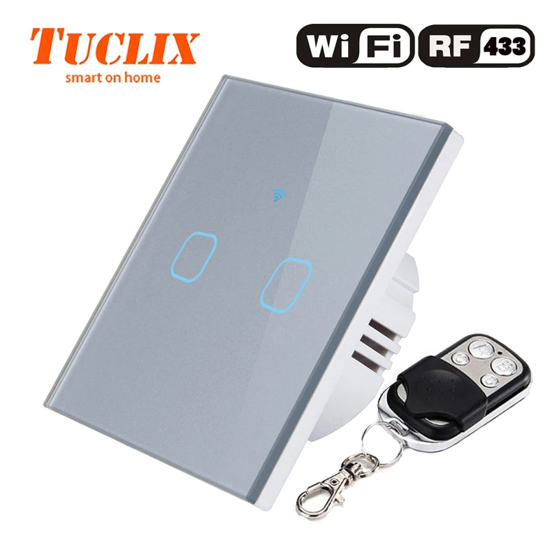 TUCLIX ЕС/Великобритания Wi Fi настенный выключатель света 2 клавиши 1 канал 110 240 В