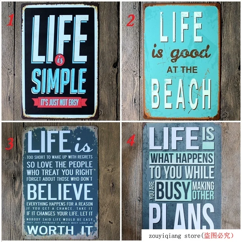 4 стиля жизни винтажная Оловянная картина металлические номерные знаки