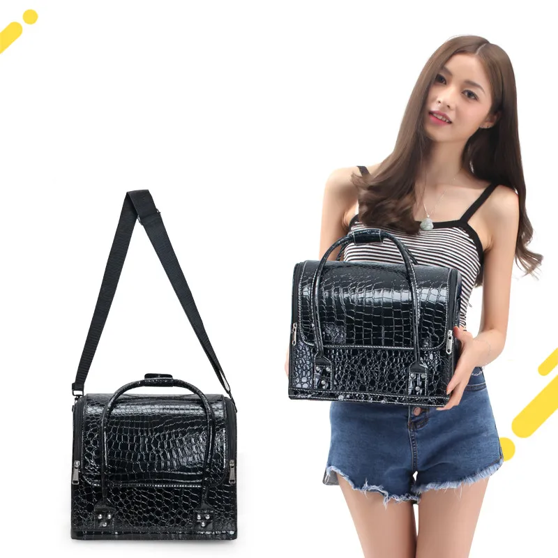 Портативный кожаный ящик для хранения инструментов макияжа профессиональный