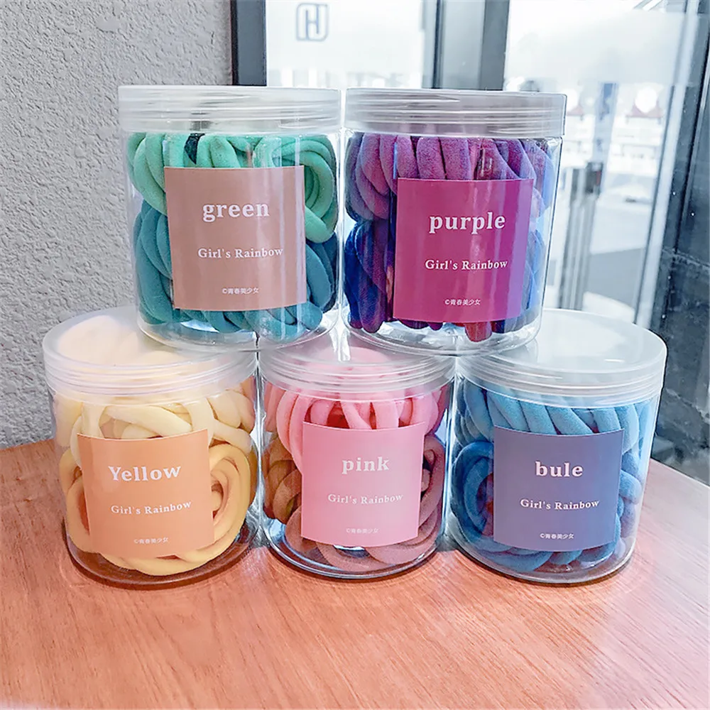 

50PCS Box Elastic Nylon Rubber Band Fashion Colorful Head Rope Hair Accessories Women Adult Children