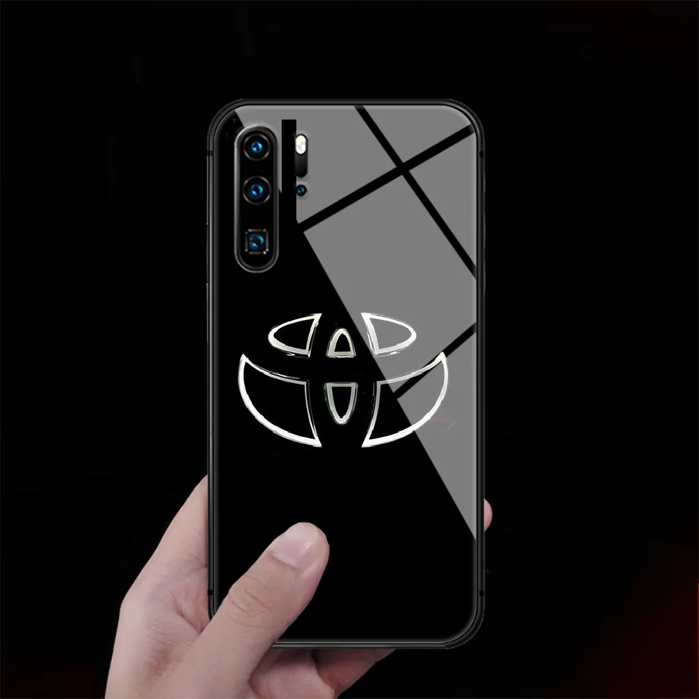 

Car Toyota TRD Tempered Glass Phone Case Cover For Huawei P Nova Mate 5T 20 30 40 Pro Lite Smart 2019 2021 Silicone Waterproof