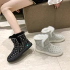 Роскошные дизайнерские зимние модные женские зимние сапоги брендовые разразразы блестящие женские сохраняющие тепло меховые ботильоны удобная женская обувь