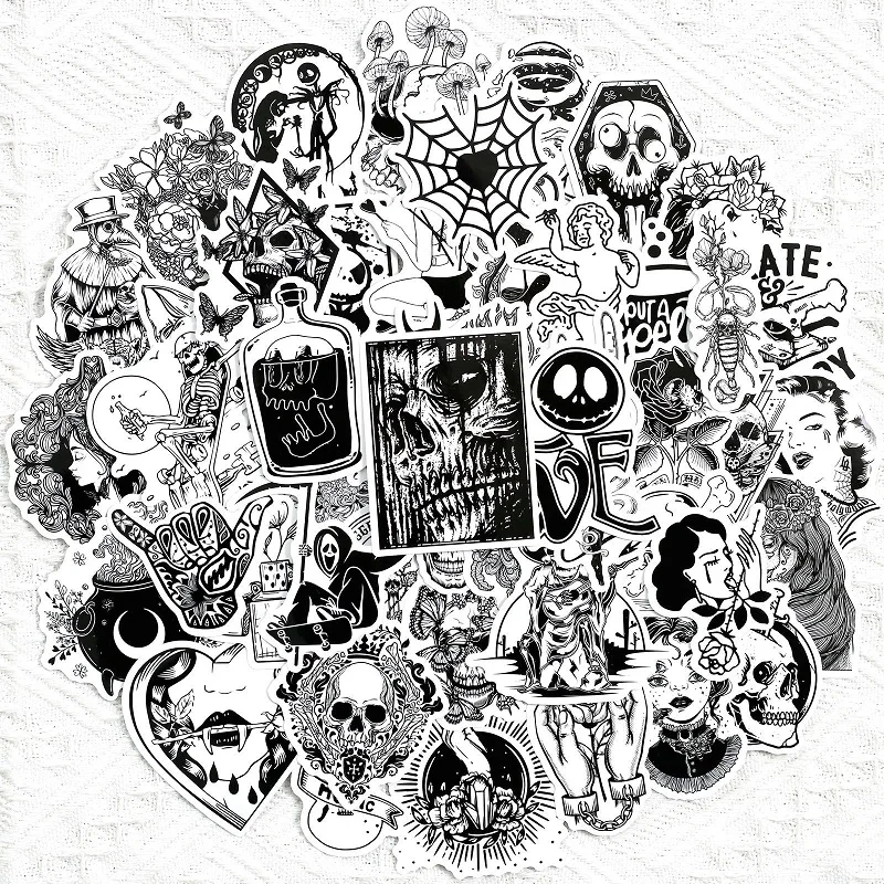 

50 PCS Cartoon Anime Dark Punk Style Sticker Cellular Phone Guitar Laptop Helmet Automobile Water Cup Stationery Decorate Sticke