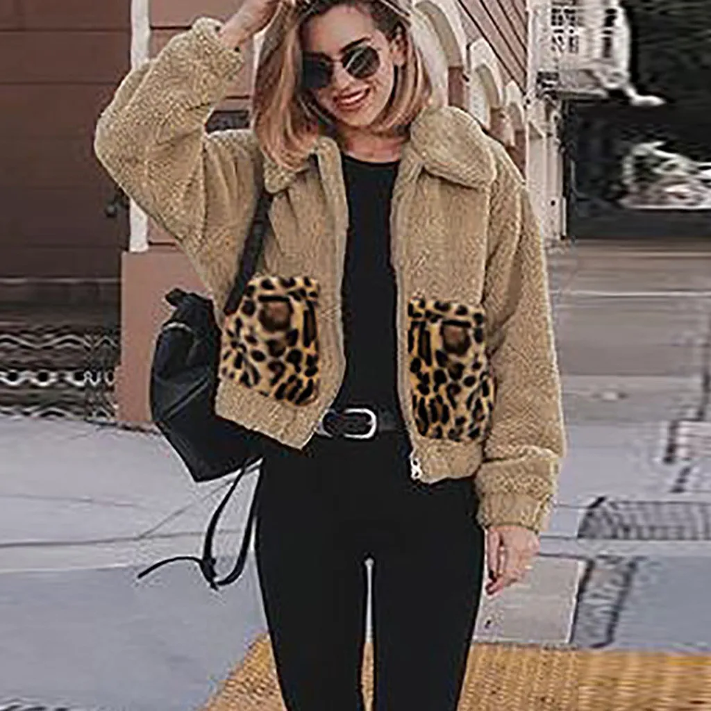 Женское плюшевое пальто из овчины пушистое винтажное с длинными рукавами и