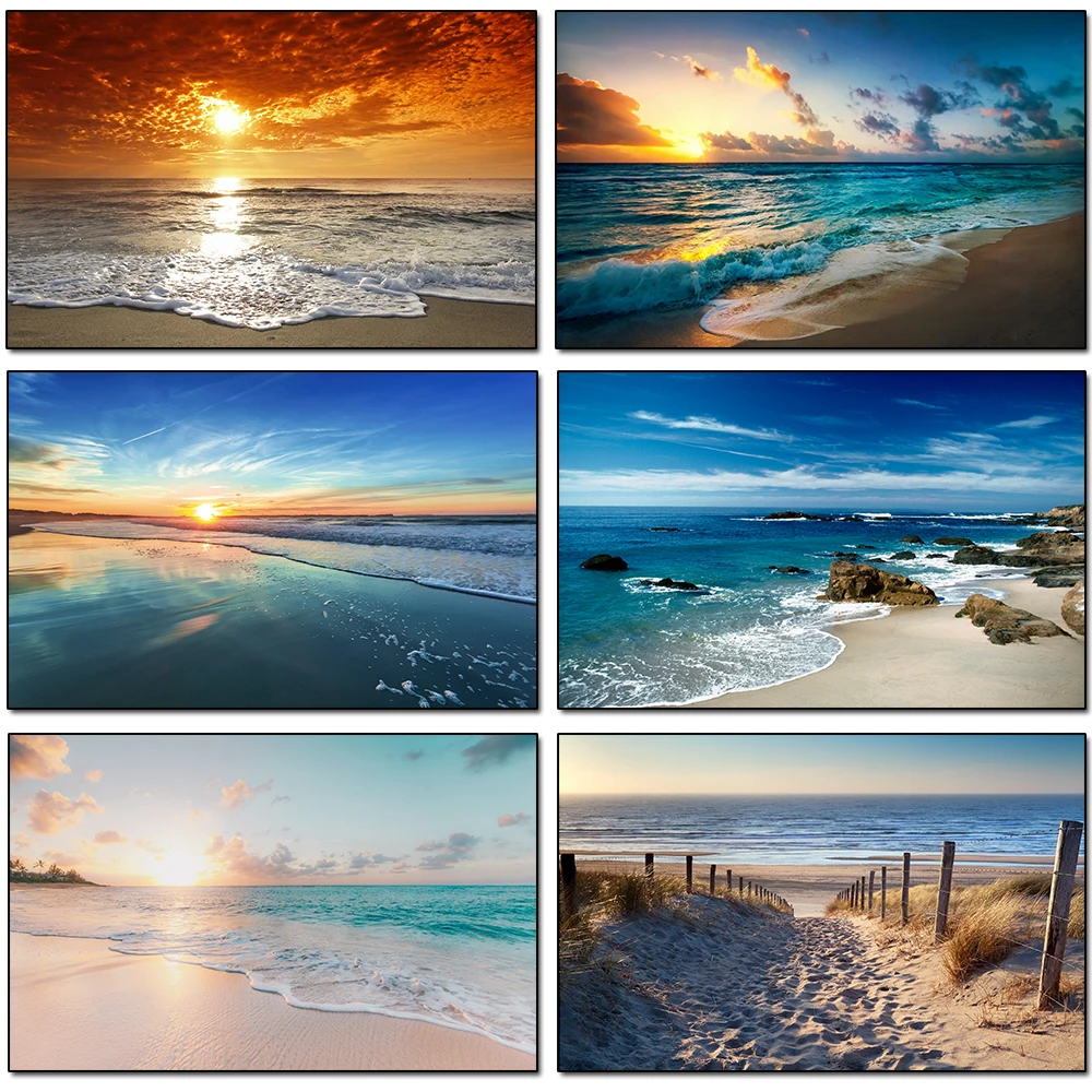 

Canvas Painting Modern Simple Nordic Wall Art Posters Print Sunrise Seascape Beach Wall Art Pictures Living Room Home Decor