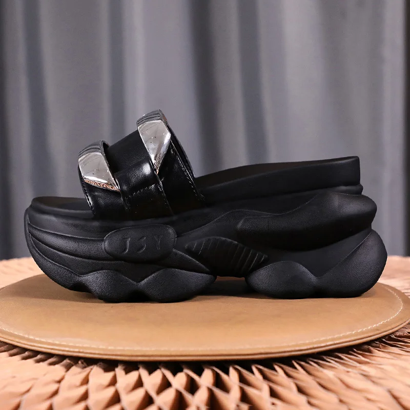 Сандалии женские на платформе пляжная обувь шлепанцы средний каблук тапочки