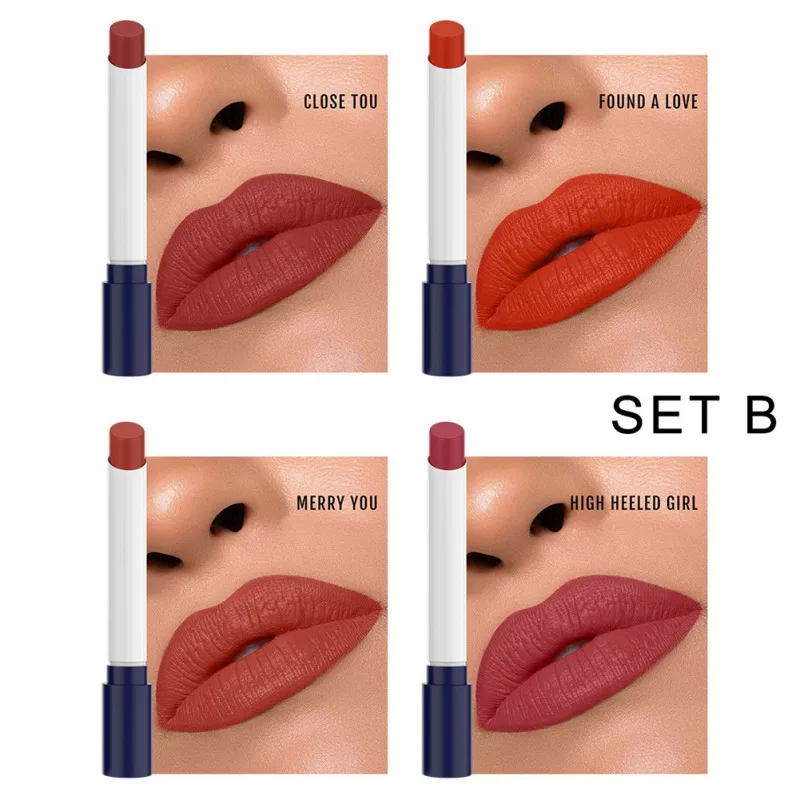 Высокое качество 4 шт. матовая губная помада набор Пигмент губ Макияж трубка