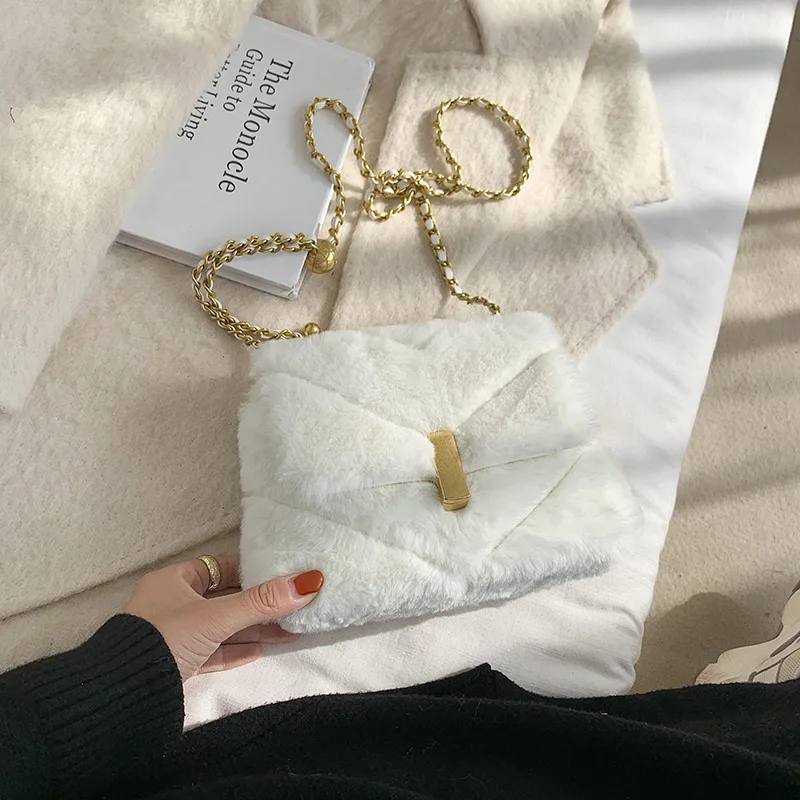 

2020 fashion Luxury Feminine Bolsa Faux Fur Bags For Women Winter Handbag Shoulder Crossbody Bag Females Tote Top-handle Bag