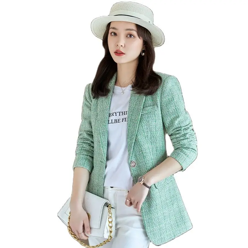 

Корейская Осенняя спортивная куртка Женская одежда оверсайз в клетку спортивная куртка Офисная Женская куртка весенняя одежда оверсайз