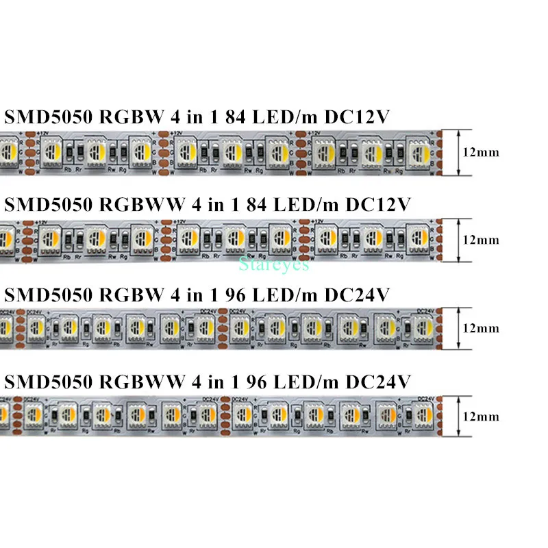 Светодиодная лента SMD5050 RGBW RGBWW 4 в 1 водонепроницаемая LED полоска с чипом IP20 IP65 IP67 60
