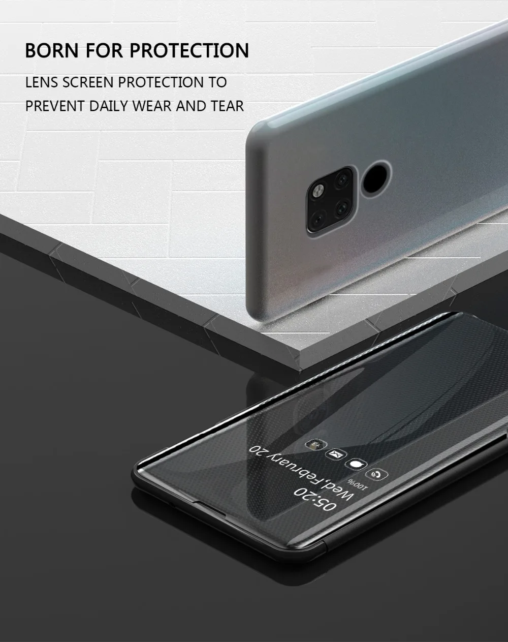 Умный зеркальный флип-чехол Lamorniea для huawei P30 Pro P30 Lite, чехол из искусственной кожи для huawei mate 20 Pro/mate 20 Lite/mate 20