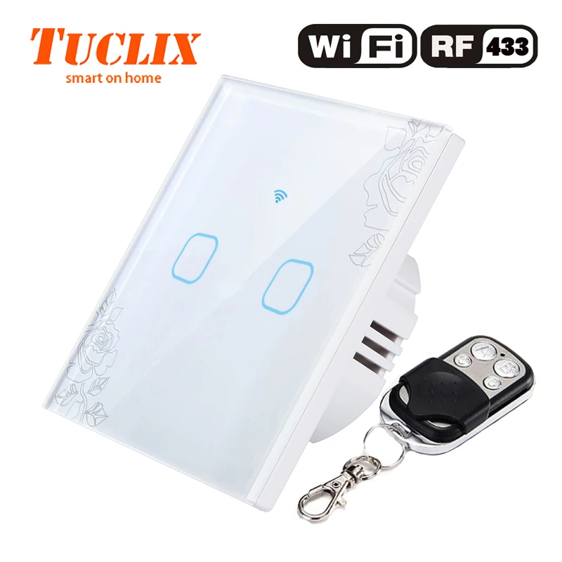 TUCLIX ЕС/Великобритания Wi Fi настенный выключатель света 2 клавиши 1 канал 110 240 В