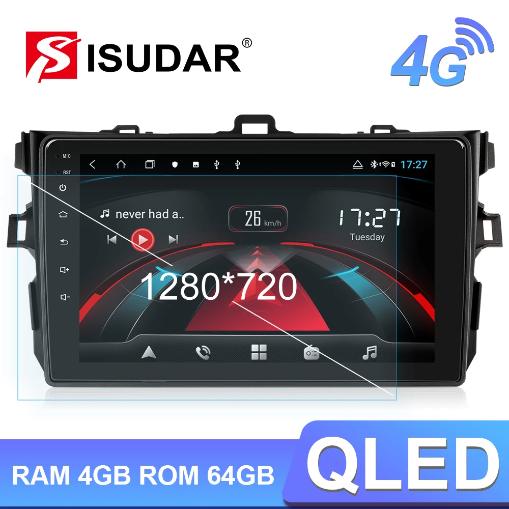 Автомобильное радио Isudar H53 4G Android 1 Din для Toyota/Corolla E140/150 2007 2011 Автомобильный
