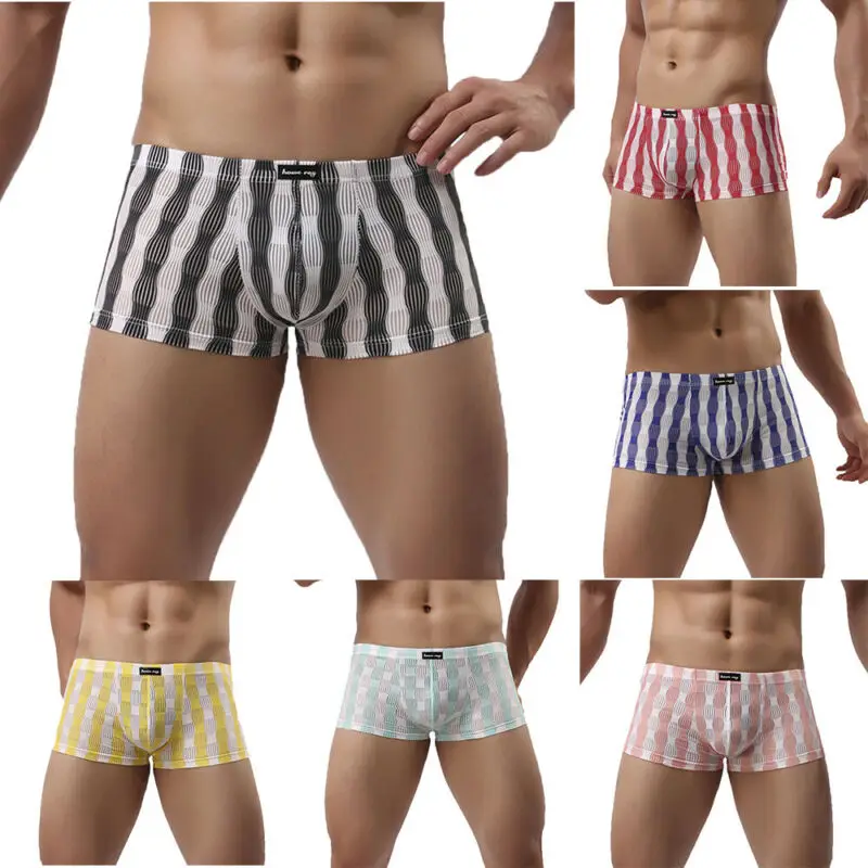 

Mens Breathable Boxer Briefs Translucent Low Waist Nightwear Underwear Underpant