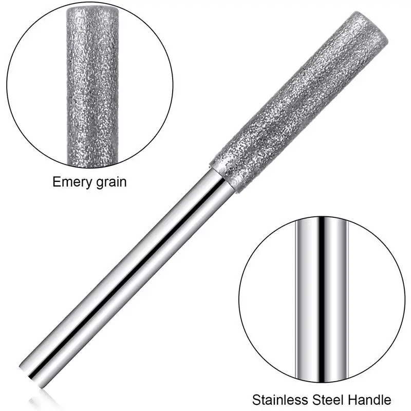 

CN 5Pcs Diamond Coated Cylindrical Burr 4.0mm 4.8mm 5.5mm Chainsaw Sharpener Stone File Chain Saw Sharpening Carving Grinding