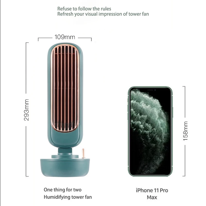 

2021 New Air Cooler Fan Multifunctional Desktop Silent Air conditioner Humidifier Home Office USB Leafless Cooling Fan