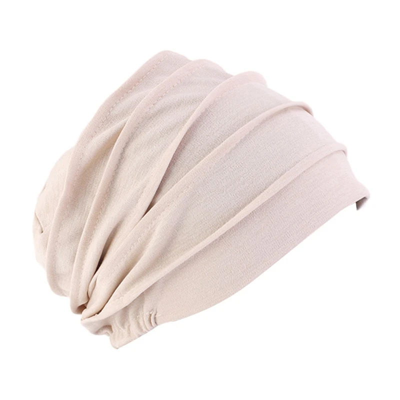 

2021 New Elastic Cotton Turban Hat Solid Color Women Warm Winter Headscarf Bonnet Inner Hijabs Cap Muslim Hijab Femme Wrap Head