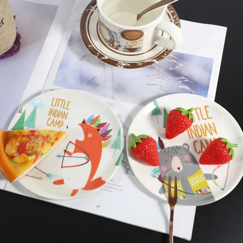 Меламиновые Мультяшные обеденные тарелки имитация фарфоровой посуды десертное