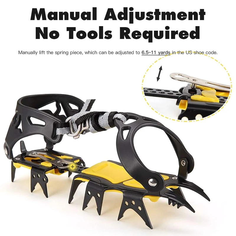 

18 Teeth Crampons Traction Cleats Spikes Snow Grips,Anti-Slip Stainless Steel Crampons for Mountaineering & Ice Climbing