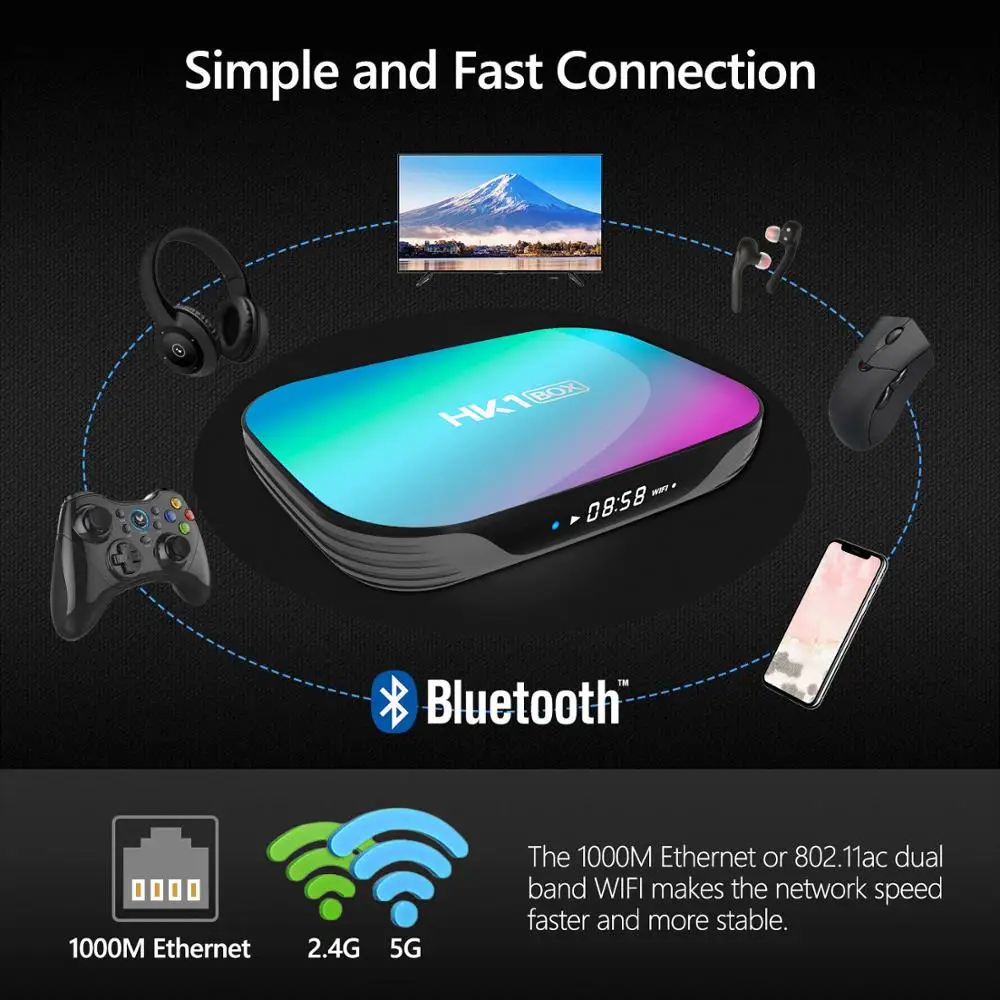 HK1 Box Android 9.0 Smart Tv Box Set Top Box 4K Amlogic S905X3 2.4/5G WIFI 1000M 4GB 64GB 128GB Google 4K Media Player PK H96MAX