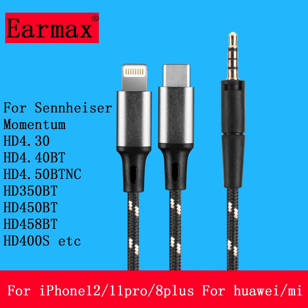 

For Sennheiser/Momentum HD400S 400S 4.50BTNC 350/4.40 450BT 4.30 Headphone upgrade cable For iPhone12/11pro/8plus For huawei/mi
