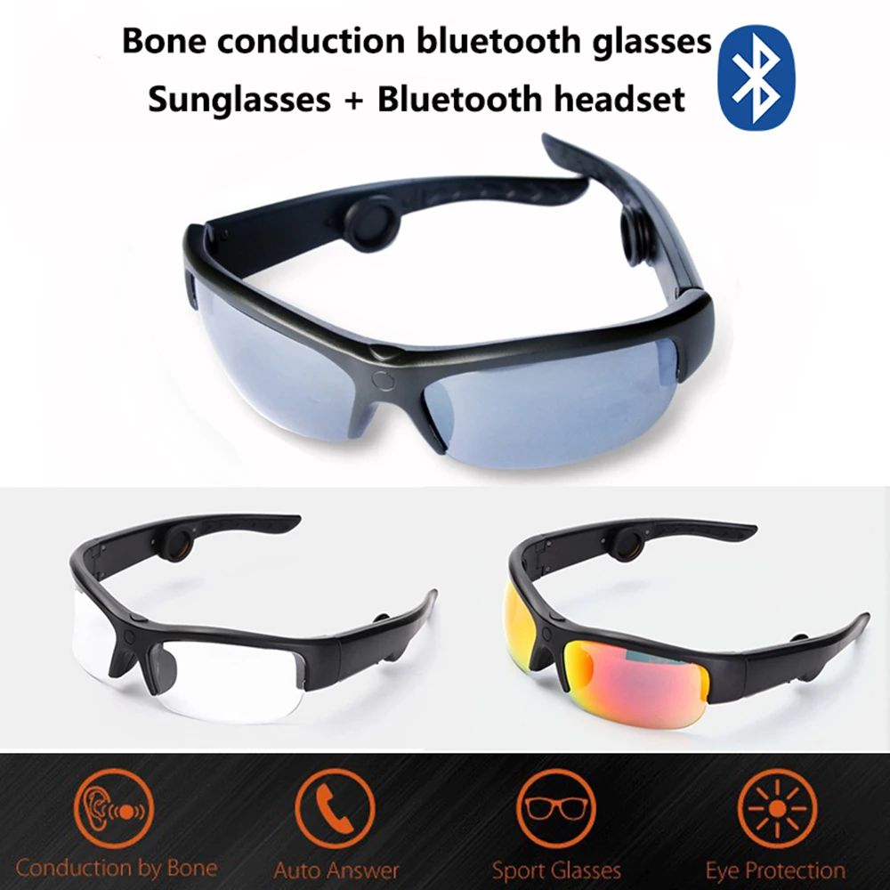 저렴한 비전-6B 헤드셋 선글라스, 블루투스 안경, 음악 마이크, 골전도 개방형 헤드셋, 3 가지 색상 렌즈