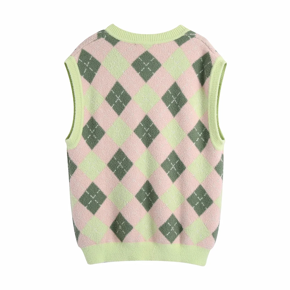 Новинка 2021 Женский винтажный свитер xikom с V-образным вырезом подходящий по цвету