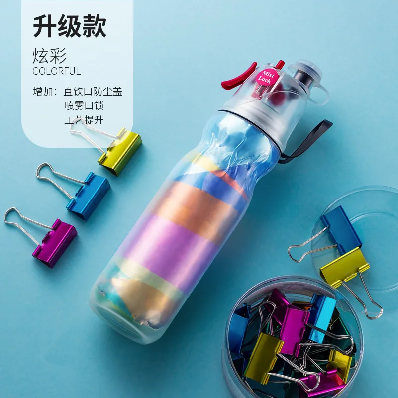 colorful CAKA 590 мл Спортивная бутылка для воды двойной колпачок от распылителя Мужская сумка Портативная мороженое Спортивная Распыление воды бутылка - Цвет: colorful