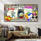 Мультфильм Минни Микки Искусство Холст плакат и печать творческие деньги 10000 долларов картина на стену искусство декора картина для гостиной