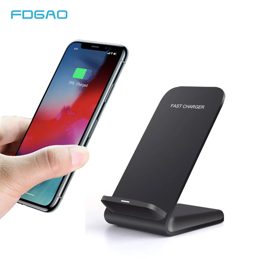 Беспроводное зарядное устройство FDGAO 10 Вт Qi для iPhone XR XS Max 8 Plus Xiaomi Mi 9 QC3.0 быстрая Беспроводная зарядная подставка для samsung S10 S9 S8