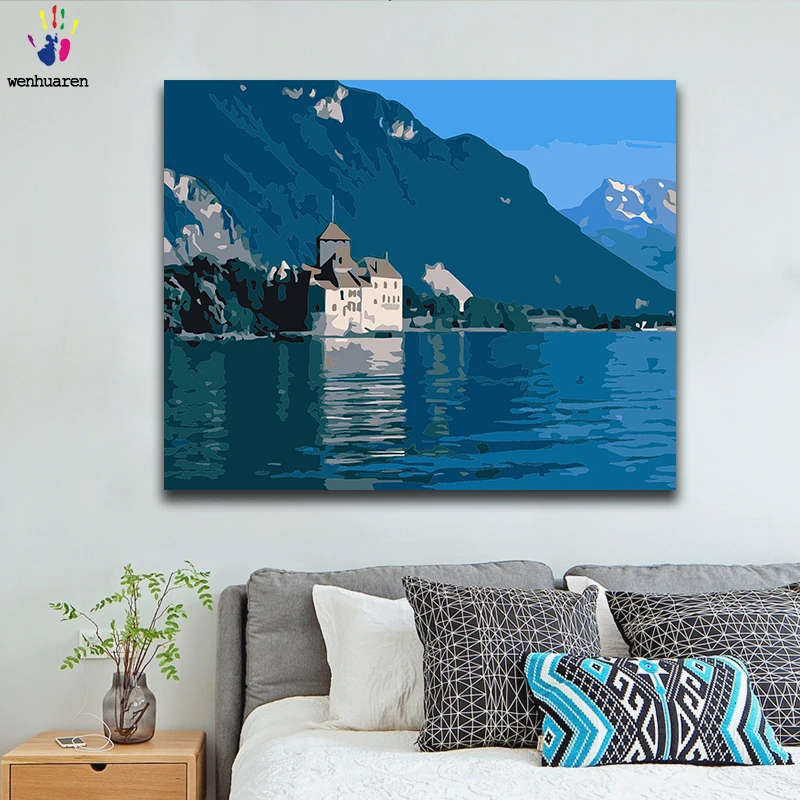 Diy краски по номерам Картина с комплектами морской пейзаж широкий красивый