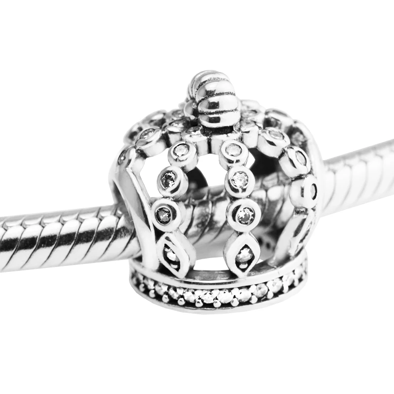 QANDOCCI 925 пробы Серебряная сказочная Корона Шарм бусина подходит для браслетов Diy