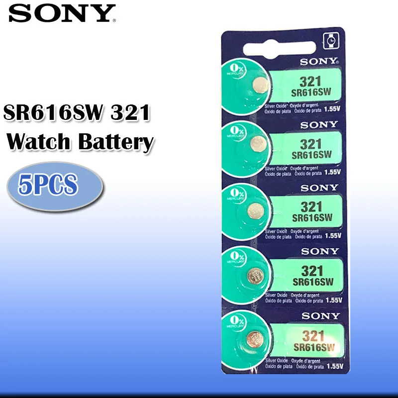 5 шт./лот sony 321 SR616SW оксид серебра часы батарея 321 SR616SW SR616 Кнопка монетница Сделано в Японии
