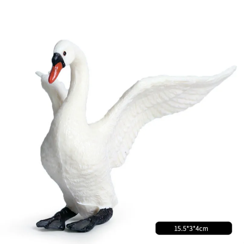 white swan Милый куб модель моделирование зоопарк дикая природа фигура прекрасная образовательная детская панда Лев Зебра слон животное игрушка для детей Декор подарок - Цвет: white swan