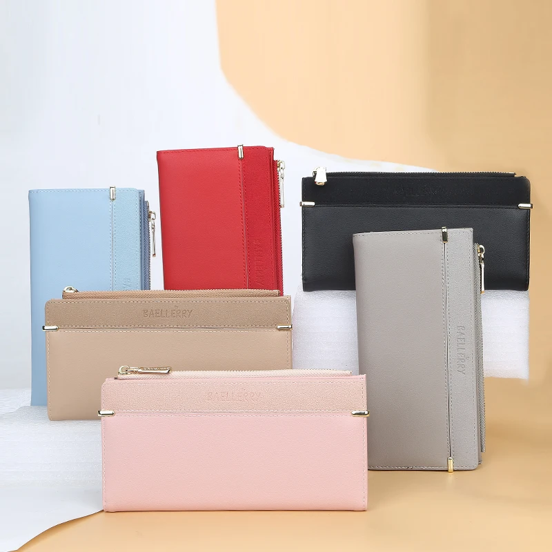 Женские кошельки простые на молнии кошелек карманный длинный клатч мягкая